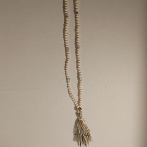 Hand Crafted Original Design Wooden Beads Sarah Reel Necklace Chic Happens Cream